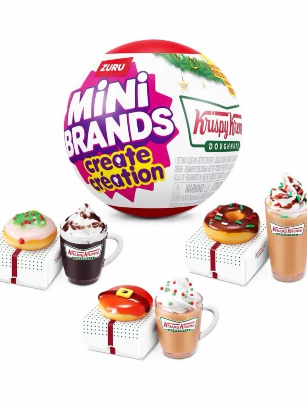 LOT 3 Mini Brands create Holiday Christmas donut drink Zuru Krispy Kreme coffee